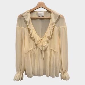 Reformation Wyn Ruffle Sheer Blouse Size 8